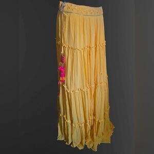 Handmade Boho Tiered Maxi Skirt Tassel Tie 3 Layer Petticoat XS S